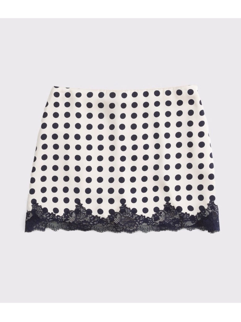 Abercrombie & Fitch White Polka Dot Mini
Skirt with Black Lace Trim